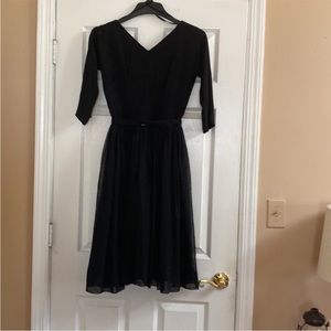 VTG 1950’s Parklane Deb Black Chiffon Fit N Flare Dress